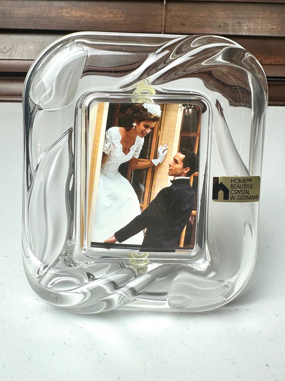 Vintage West Germany Crystal Picture Frame Featuring Embossed Tulips